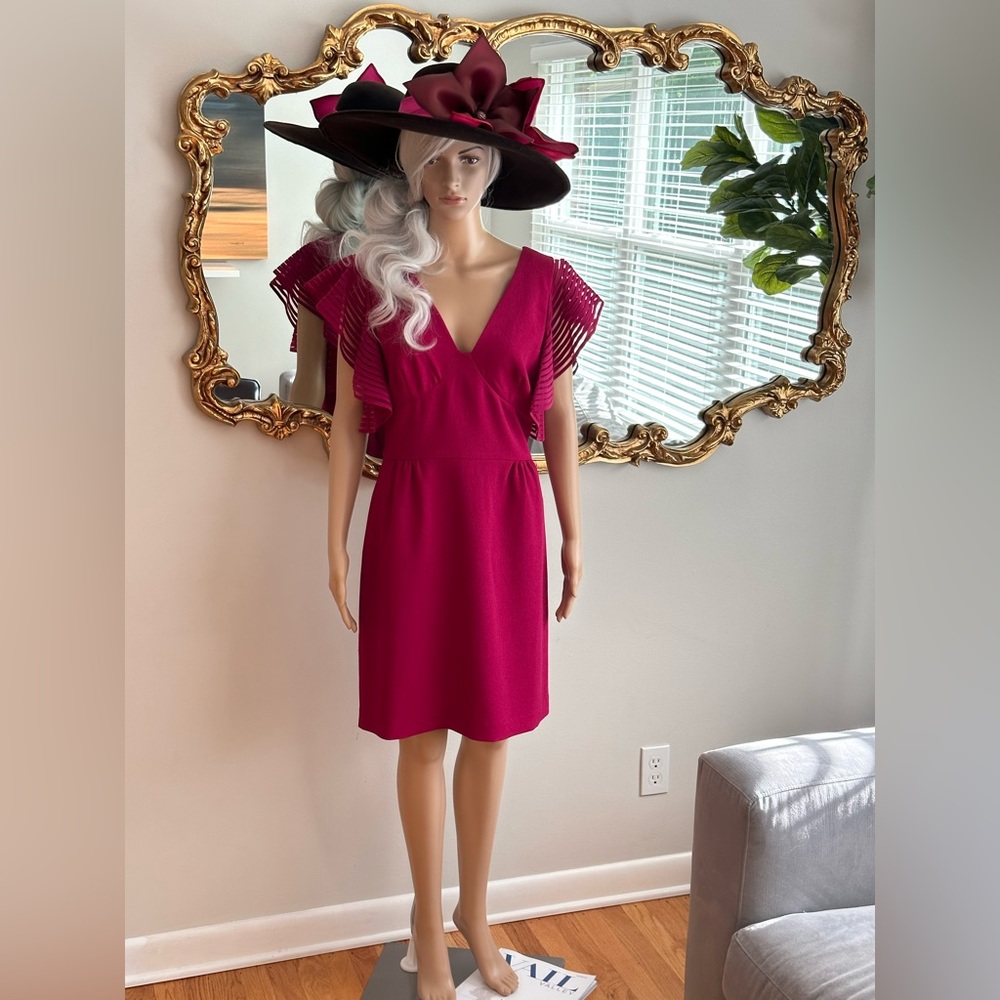 NWT Trina Turk Fuchsia Dress with flutter sleeves
